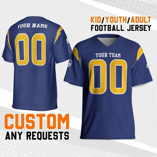Personalized Charger Navy Football Jersey, Custom Shirt For Adult Kid, Game Day Outfit For American Football Fan, Gift for Him, Gift for her