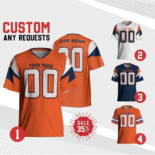 Discover Custom Football Jersey Shirt, Personalized Team Broncos Football Jersey Collection, Game Day Outfit For American Football Fan