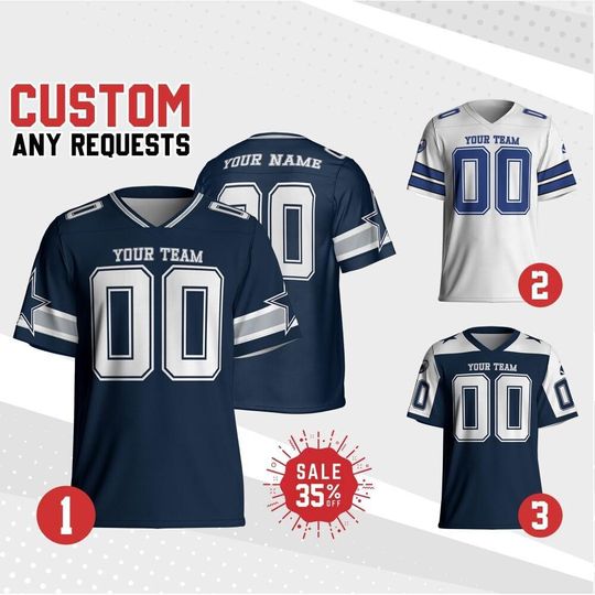 Discover Custom Team Cowboy Football Jersey Collection, Gift for him, Custom Football Jersey Shirt, Game Day Outfit For American Football Fan