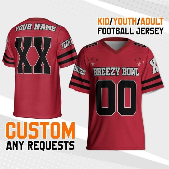 Personalize Football Breezy Bowl Tour Red, Football Jersey, Breezy Bowl XX Jersey, Breezy Bowl Jersey, Gift For Fans