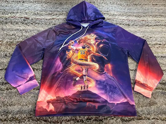 Lebron James Lakers Lightweight Mens Hoodie Purple All Over Print Dragon , Gift for Fan