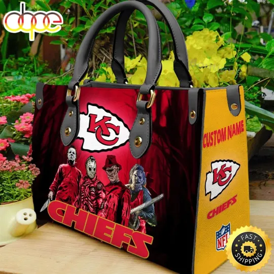 Kansas City Chiefs Horror Leather Bag, Custom Leather Bag