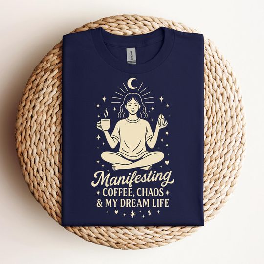 Discover Manifesting Coffee Chaos & Dream Life Shirt  Spiritual Funny Oversized T-Shirt