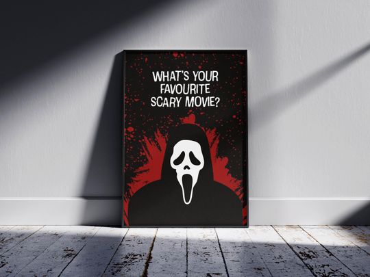 What's Your Favourite Scary Movie? Scream Ghostface Poster | Horror Movie Quote Print