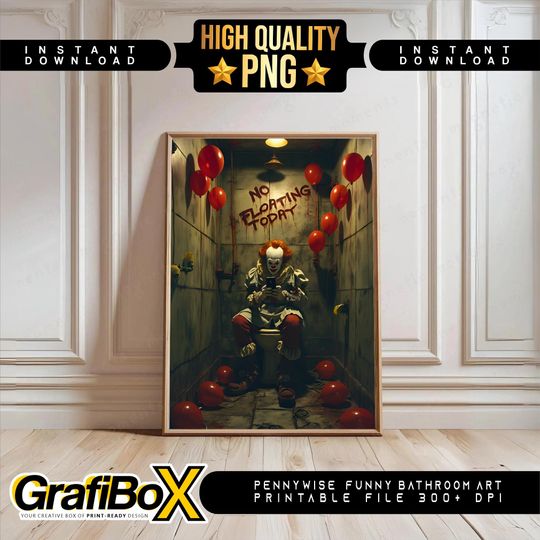 Funny Horror Movie Toilet Poster: Retro Halloween Bathroom Art