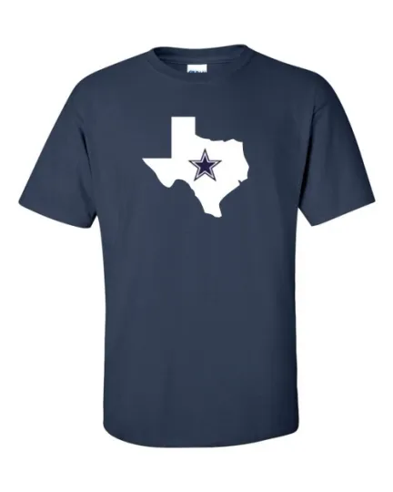 Discover Dallas Texas Navy Graphic Star T-Shirt Cowboys State Logo