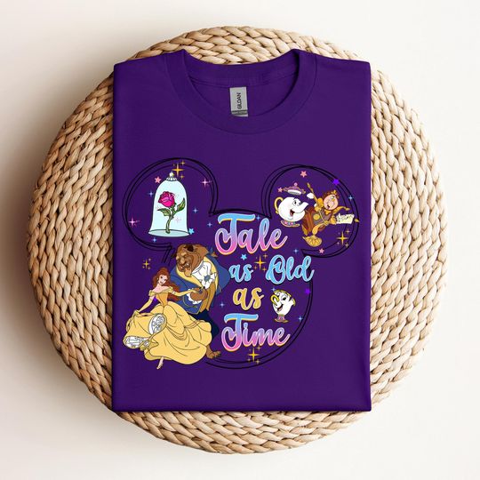 Discover Vintage Tale as Old as Time T Shirt, Disney Princess Shirt, Princess Belle Shirt, Disney Trip T-Shirt, Matching Disney Shirt
