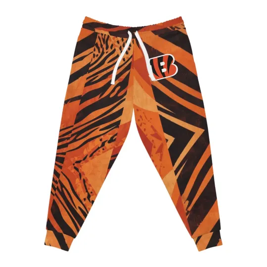 Tiger Print Athletic Bengals style Joggers, Sporty Lounge Pants, Gym Wear, Gifr for Fan