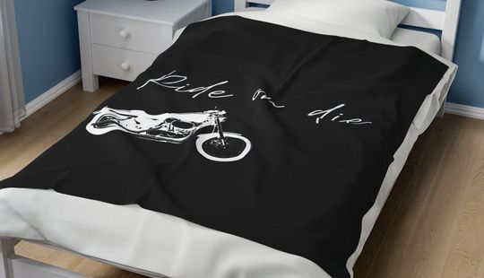 Discover Ride or Die Black Motorcycle Blanket Quilt Haarleyy Davidson Racing Throw Bed Roll Drap Duvet Cover Comforter Bedding Gift for Riders