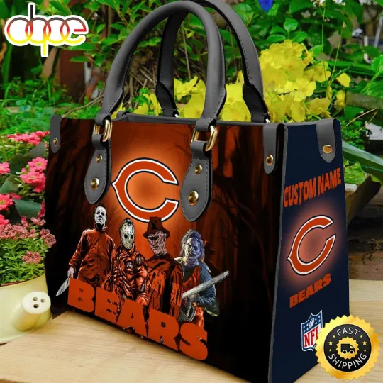 Personalized Chicago Bears Leather Bag, Custom Leather Bag
