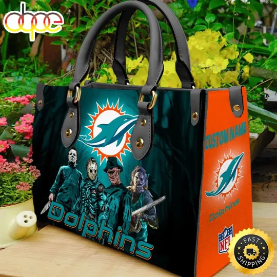 Discover Miamis Team Dolphins Leather Bag, Sport Horror Leather Bag, Unisex Bag