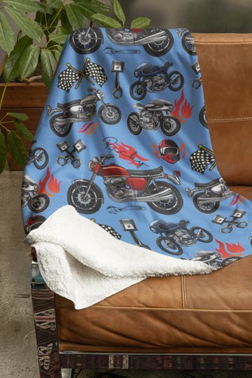 Discover Personalized Motorcycle Blanket, Custom Motorbike Blanket, Customized Name Gift, Motorcyle Rider Decor, Boy Birthday Gift, Blanket for Men