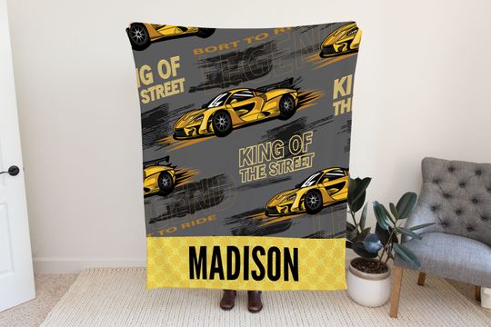 Discover Race Car Blanket, Blanket with Cars, Sports Car Blanket, Car Baby Shower Gift, Custom Toddler Blanket, Personalized Blanket For Kids