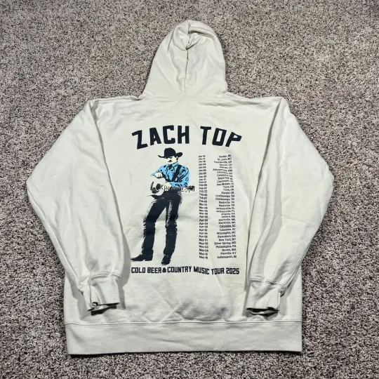 Discover Zach Top Cold Beer Country Music Tour 2025 Hoodie Large