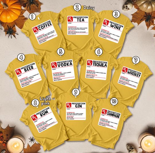 Funny Prescription Matching Shirt, Pill Bottle Costume, Pill Bottle Yellow Halloween Cosplay, Funny Medical Docter Nurse Halloween Costume