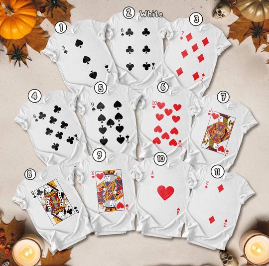 Discover Playing Card Deck Halloween Costume Tee, Poker Cards, White Playing Card Halloween Cosplay, Casino Deck Of Cards Cosplay Family Matching Tee