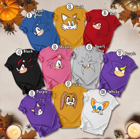 Discover Sonic The Hedgehog Halloween Costume Shirt,Miles Prower Knuckles The Echidna Shadow The Hedgehog Amy Rose Tee, Sonic Halloween Cosplay Shirt