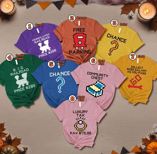 Monopoly Game Halloween Costume Shirt, Monopoly Game Cards Cosplay, Office Halloween Costume,Board Game Group Matching Party T-shirt