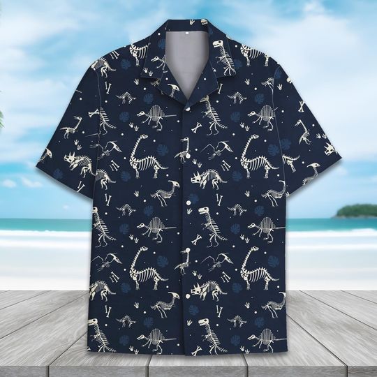 Dinosaur Skeleton Hawaiian Shirt For Men Women Youth