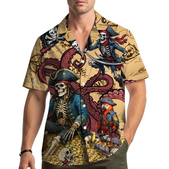 Discover Pirate Skeleton Hawaiian Shirt For Men Women Youth