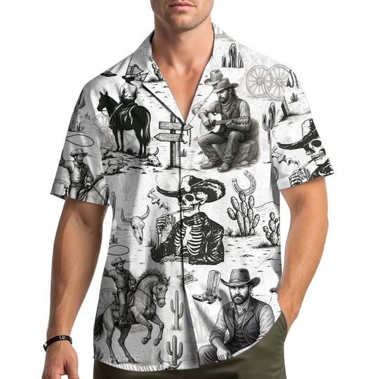 Cowboy Western Hawaiian Shirt Men Women Youth