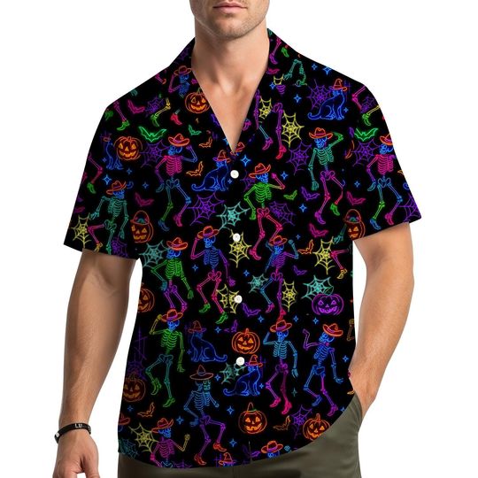Neon Skeleton Halloween Shirt Men Women Youth, Cowboy Skeleton Dancing Shirt