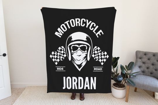 Discover Motorcycle Blanket for Him, Road Ride Blanket for Father, Customizable Blanket for Men, Motorcycle Lover Gift, Personalized Fathers Day Gift