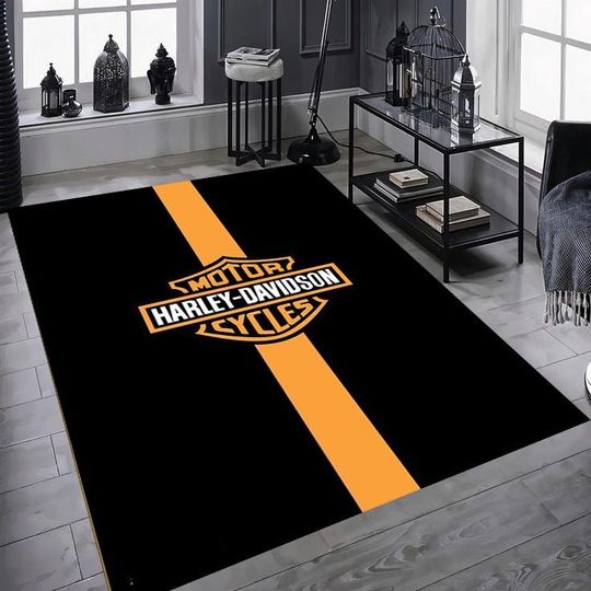 Haarleyy Davidson Rug, Motorcycle Gang Rug  Artwork Rug, Luxury Rug, Saloon Rug, Non Slip Rug, Washable Rug, Home Gift Rug, New Year Gift