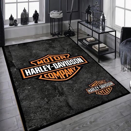 Haarleyy Davidson Rug, Motorcycle Gang Rug  Artwork Rug, Luxury Rug, Saloon Rug, Non Slip Rug, Washable Rug, Home Gift Rug, New Year Gift