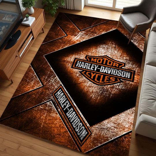 Motorcycle Gang Rug, Haarleyy Davidson Pattern Rug Artwork Rug, Luxury Rug,Saloon Rug, Non Slip Rug, Washable Rug, Home Gift Rug,New Year Gift