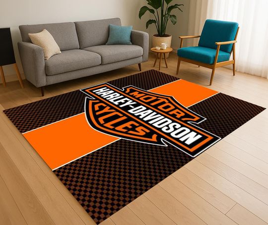 Haarleyy Davidson Rug: 3D Printed Modern Floor Mat, Non-Slip,  Modern Floor Mat, Custom Area Carpet, Unique Home Decor, Artistic Design Rug