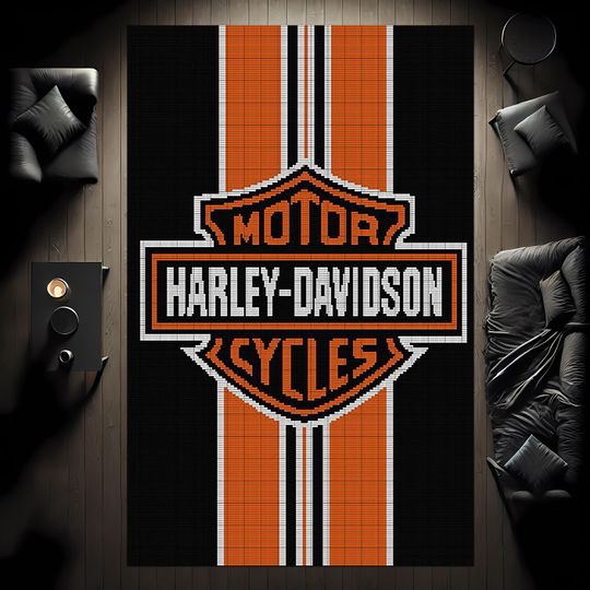 Haarleyy Davidson Rug, Motorcycle Gang Rug Artwork Rug, Luxury Rug, Saloon Rug, Non Slip Rug, Washable Rug, Home Gift Rug, New Year Gift