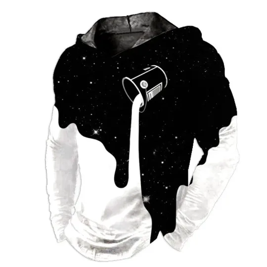 Discover Men's 3D Hooded Hoodie with Space Cup Graphic