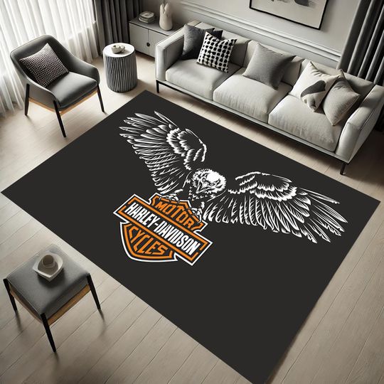Discover Biker Style Rug,Motorcycle Decor,Rebel Spirit Rug,Eagle Art Rug,Freedom Themed Rug,Urban Man Cave Rug,Rock and Roll Rug,Biker Gift