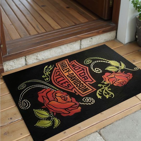 Discover Haarleyy Davidson Doormat and Rug, Welcome Printed Mat, Living Room Custom Rug, Gift for Her