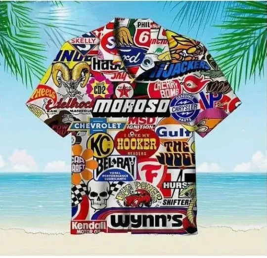 Discover Racing Car Labeling Hawaiian Shirt, Soft Hawaiian Shirt