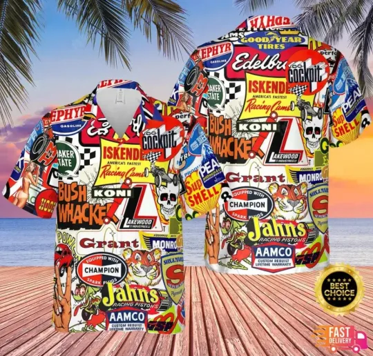 Discover Racing Car Labeling Hawaiian Shirt Street Racing
