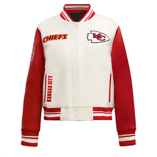 KC Football Jacket White Body Jacket Baseball Jacket Varsity Jacket , Gift for Fan