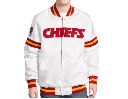 Discover Kansas City Chiefs Satin Varsity Jacket  Classic football Bomber for Die-Hard Fans