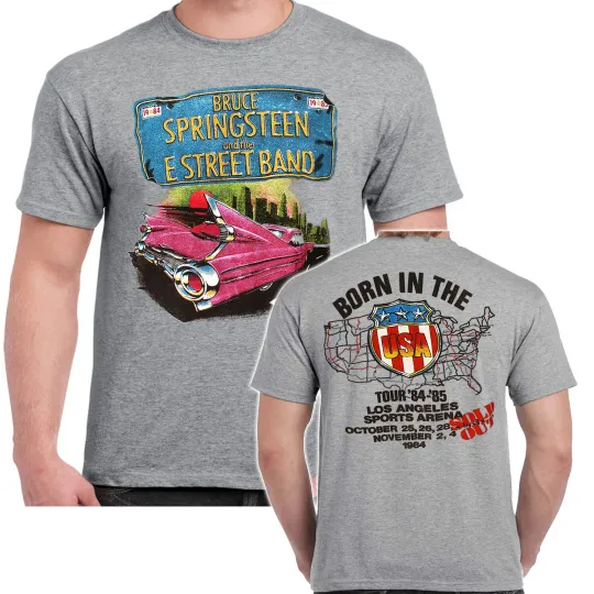 Discover Bruce Springsteen Pink Cadillac T-Shirt Official The Boss Classic Rock Tour