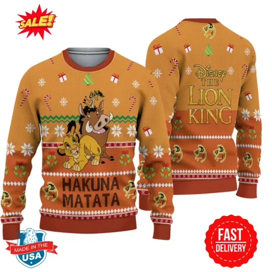 Hakuna Matata Ugly Christmas Sweater, Christmas Sweater
