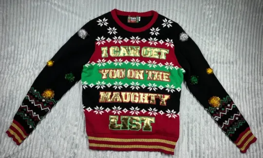 Discover Spencer's Workshop Men's L Pullover Ugly Christmas Sweater Naughty List Light Up