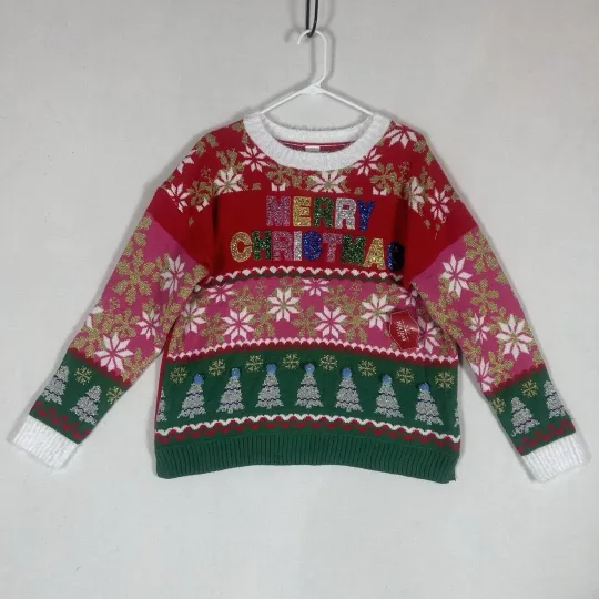 Discover Ugly Christmas Sweater NEW Womens Juniors XL 16-18 Holiday Merry X-mas Red