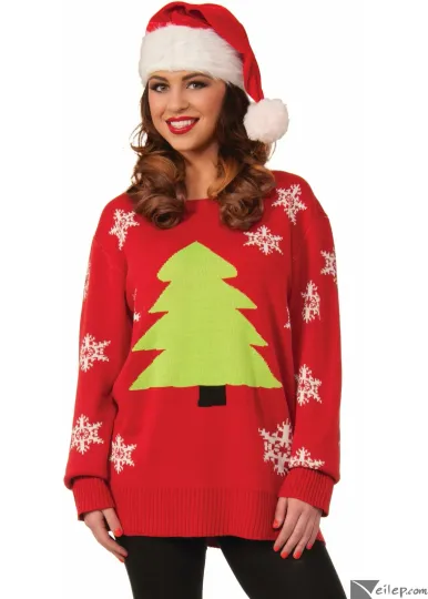 Forum O Christmas Tree Snowflake Adult Acrylic Ugly Christmas Sweater, Red Green