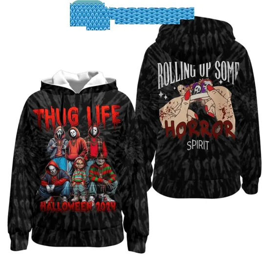 Halloween 2024 Thug Life Rolling Up Some Horror Spirit Hoodie