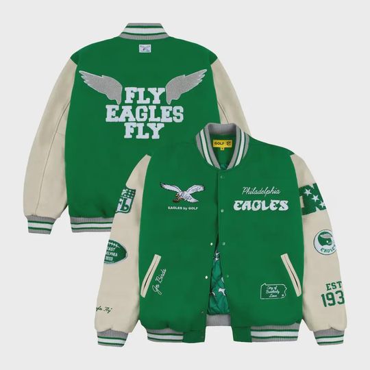 Discover Philadelphia Eagles GOLF WANG Letterman Full-Snap Jacket