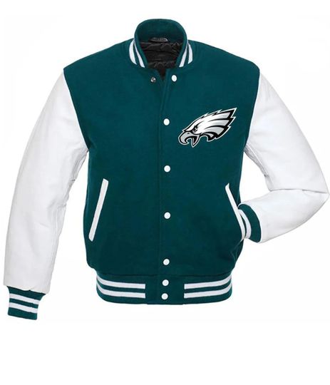 Discover Philadelphia Eagles Varsity Jacket  Green & White Edition