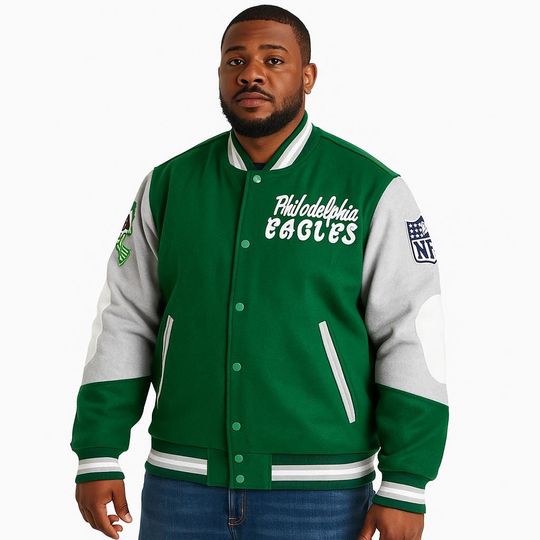 Discover Gift For Him - Exclusive Philadelphia Eagles Princess Diana Varsity Jacket Iconic Green Outer