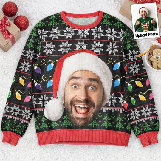 Personalized Photo Big Face Ugly Sweater, Custom Big Face Christmas Sweater, Christmas Sweatshirt, Christmas Party Gift