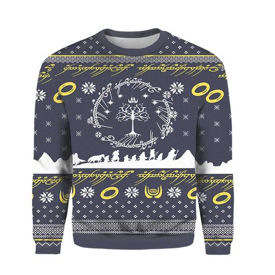 LOTR One Mordor Christmas Ugly Sweater, Lotr Ugly Sweater Knitted, Funny Christmas Sweater All Over Print, LOTR Vtg Movie Sweater 3D Hoodie